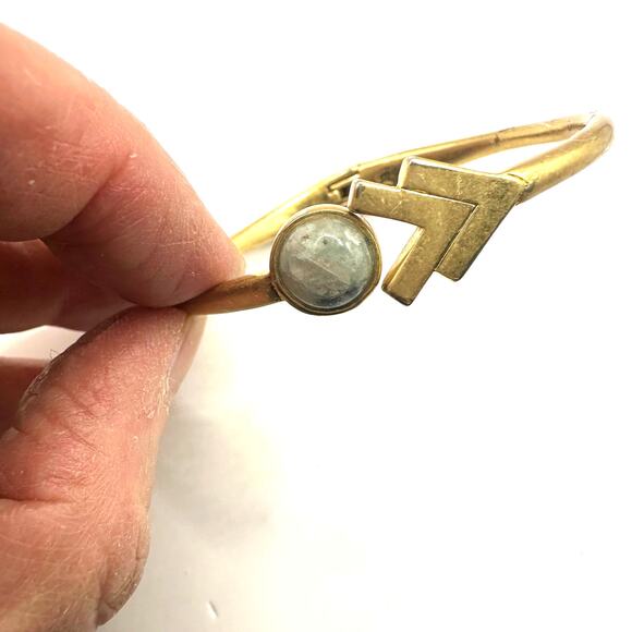 Madewell Arrow Moon Stone Round Hinge Bracelet Western Gold Plated Boho - Picture 4 of 10